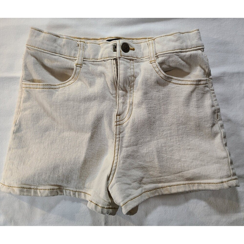 Free Assembly Girls Denim Shorts M 7/8 Cream High Rise 90s A-Line